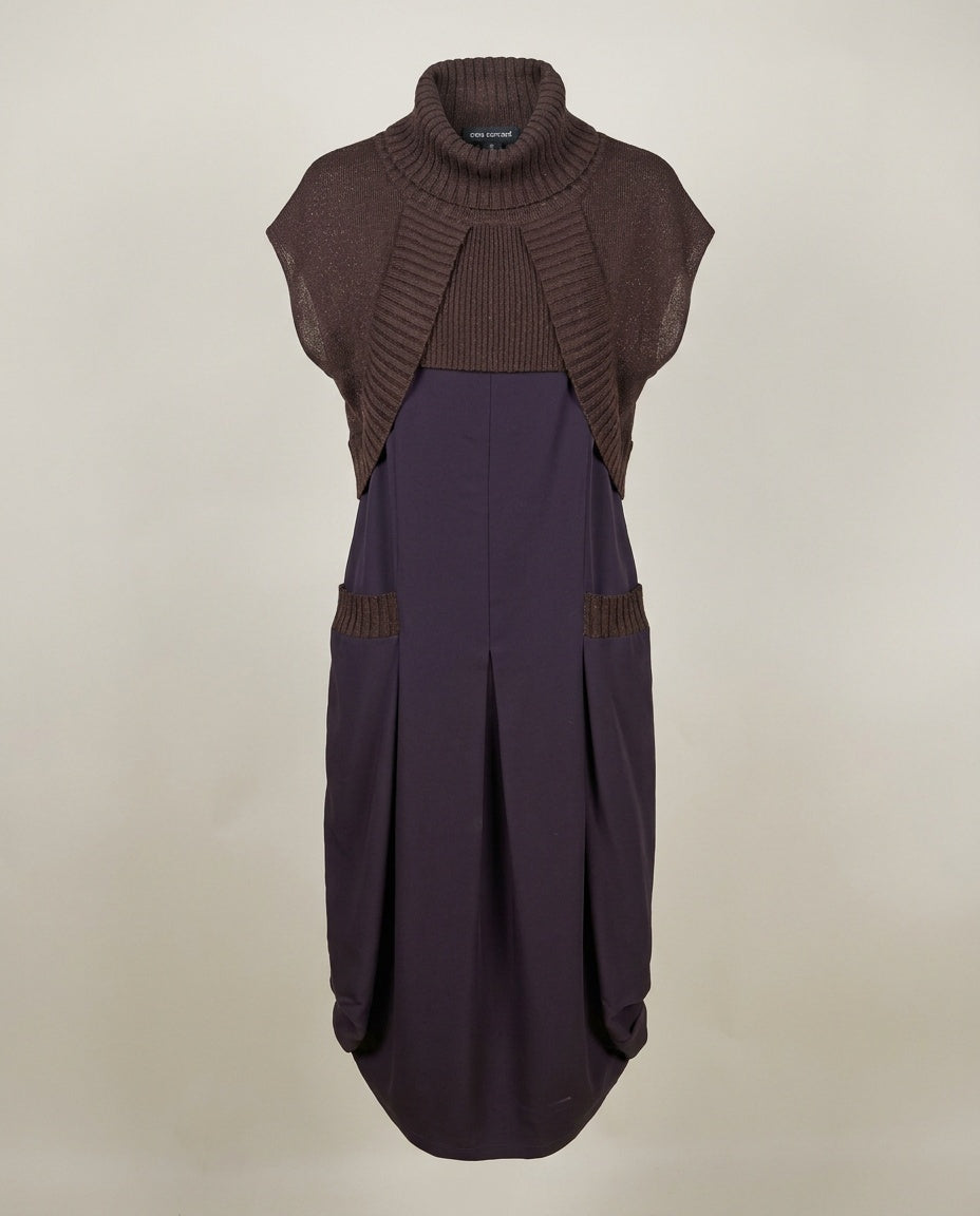 Crea Concept Deep Purple Mixed-Media Turtleneck Dress - photo 1