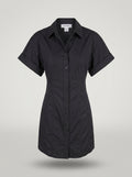FRAME Short-Sleeve Button-Front Shirt Dress in Black/Very Dark Navy - photo 1