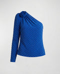 Robert Rodriguez One-Shoulder Studded Blouse with Built-In Camisole Lining, Cobalt Blue - photo 1
