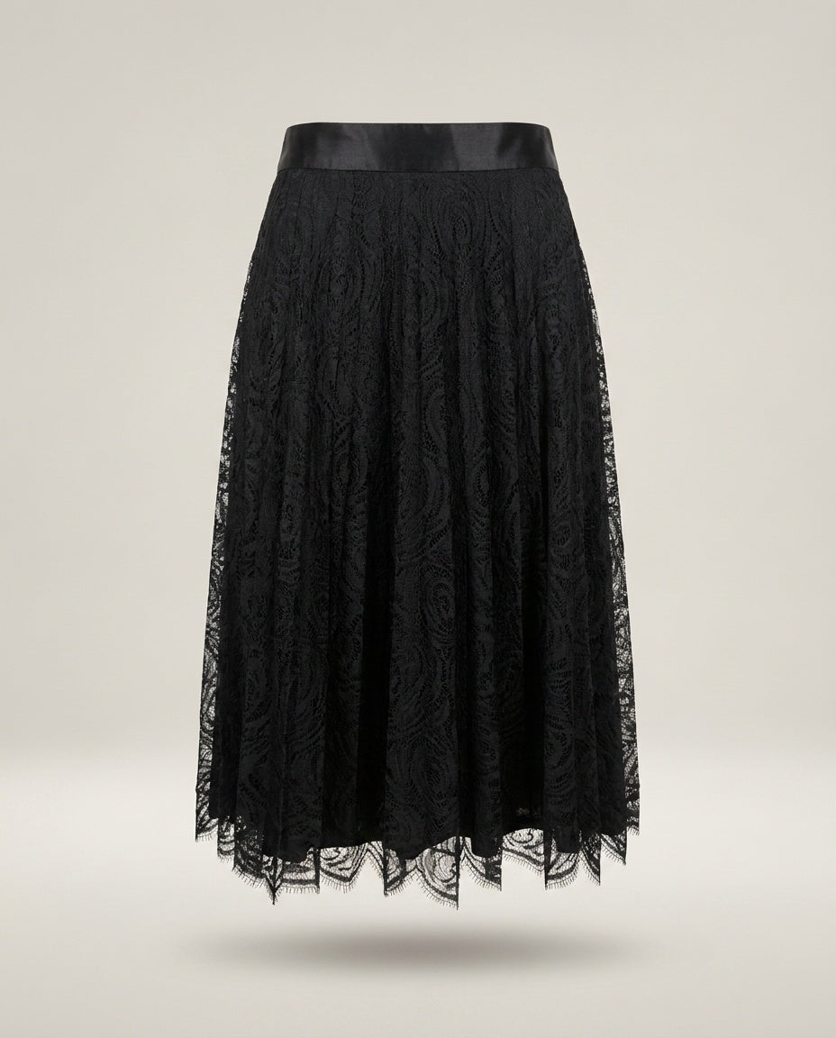 ESCADA Black Lace Midi Skirt with Floral Motif - photo 1
