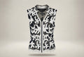 Kluger Furs 1990s Sleeveless Leather Appliqué Mesh Vest with Scalloped Hem - photo 1