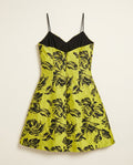 Alice + Olivia Chartreuse & Black Floral Jacquard Mini Slip Dress - photo 1
