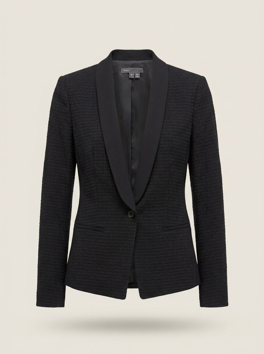 Vince Women's Tuxedo-Style Blazer in Black with Wool Contrast Panels - Size 4 - photo 1