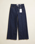 FRAME High-Rise Wide-Leg Denim Jeans in Dark Indigo with Gold Topstitching - photo 1