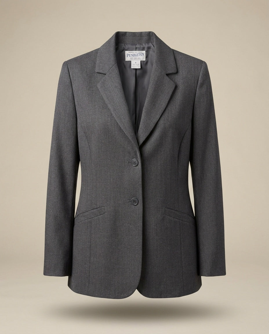 Pendleton Women's Tailored Wool Blazer, Medium Grey with Dark Grey Lining, 1970s-1980s Era - photo 1