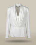 Michelle Stuart Draped Long-Sleeve Blouse with Satin Band - 1980s Polyester - photo 1