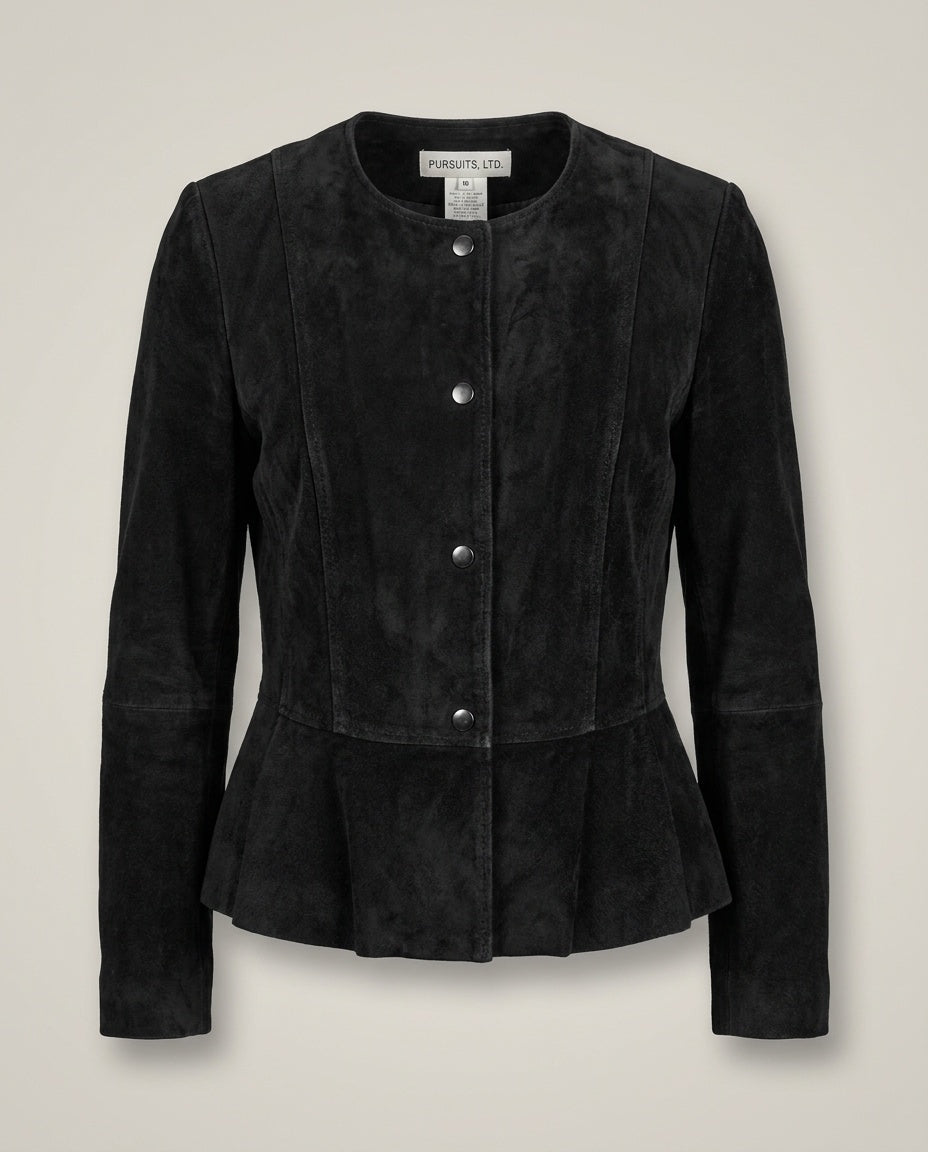 Pursuits, Ltd. Black Suede Leather Jacket Size 10 - photo 1