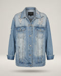 Oversized Distressed Denim Jacket by Collection by Miss London - 2X - photo 1
