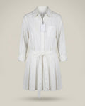 Diane von Furstenberg White Shirt Dress with Pleated Skirt and Self-Tie Belt - photo 1
