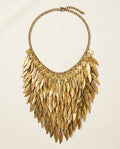 Mid-20th Century Gold-Tone Brass Bib Necklace with Leaf Dangles - photo 1