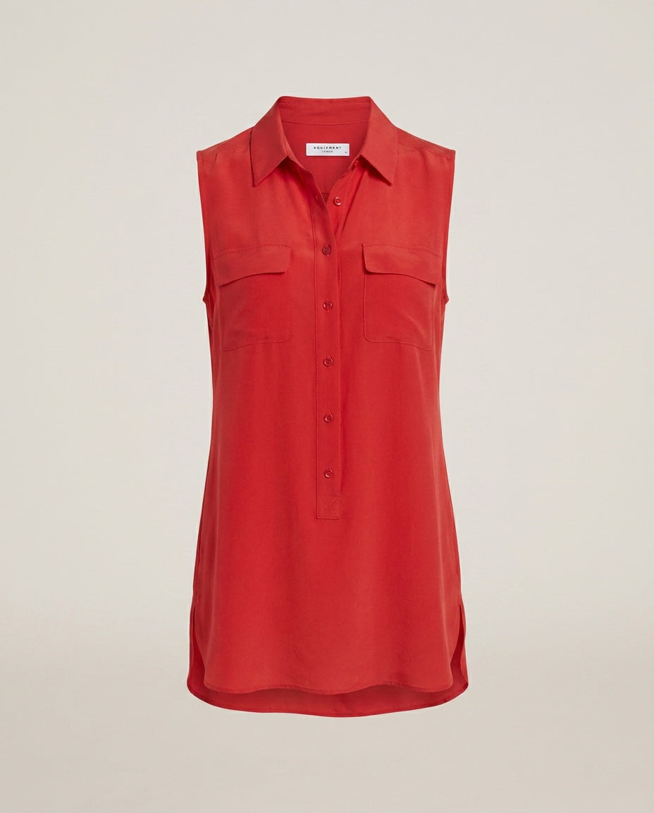 Equipment Femme 100% Silk Sleeveless Button-Front Blouse in Red - photo 1