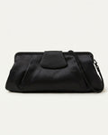 La Regaie Black Satin Evening Clutch with Rigid Frame and Braided Strap - photo 1