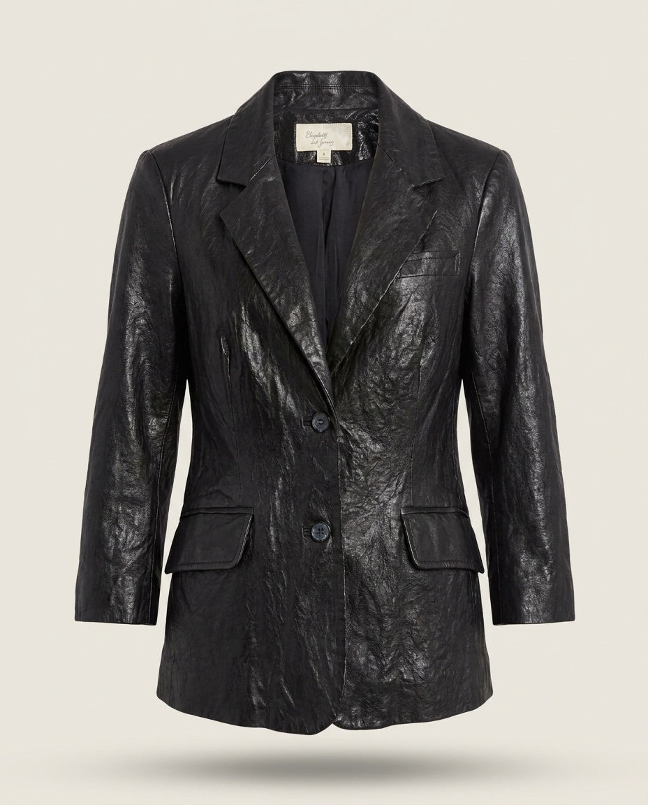 Elizabeth and James Black Faux Leather Blazer Jacket - photo 1