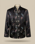 Chinese-Style Satin Jacket with Frog Closures and Allover Floral Print - photo 1