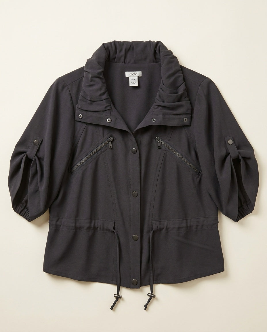 Cache 1990s Cropped Utility Jacket in Charcoal Grey - photo 1