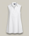 Theory White Sleeveless Collared Bib-Front Tunic Blouse in 72% Cotton/23% Nylon/5% Spandex - photo 1