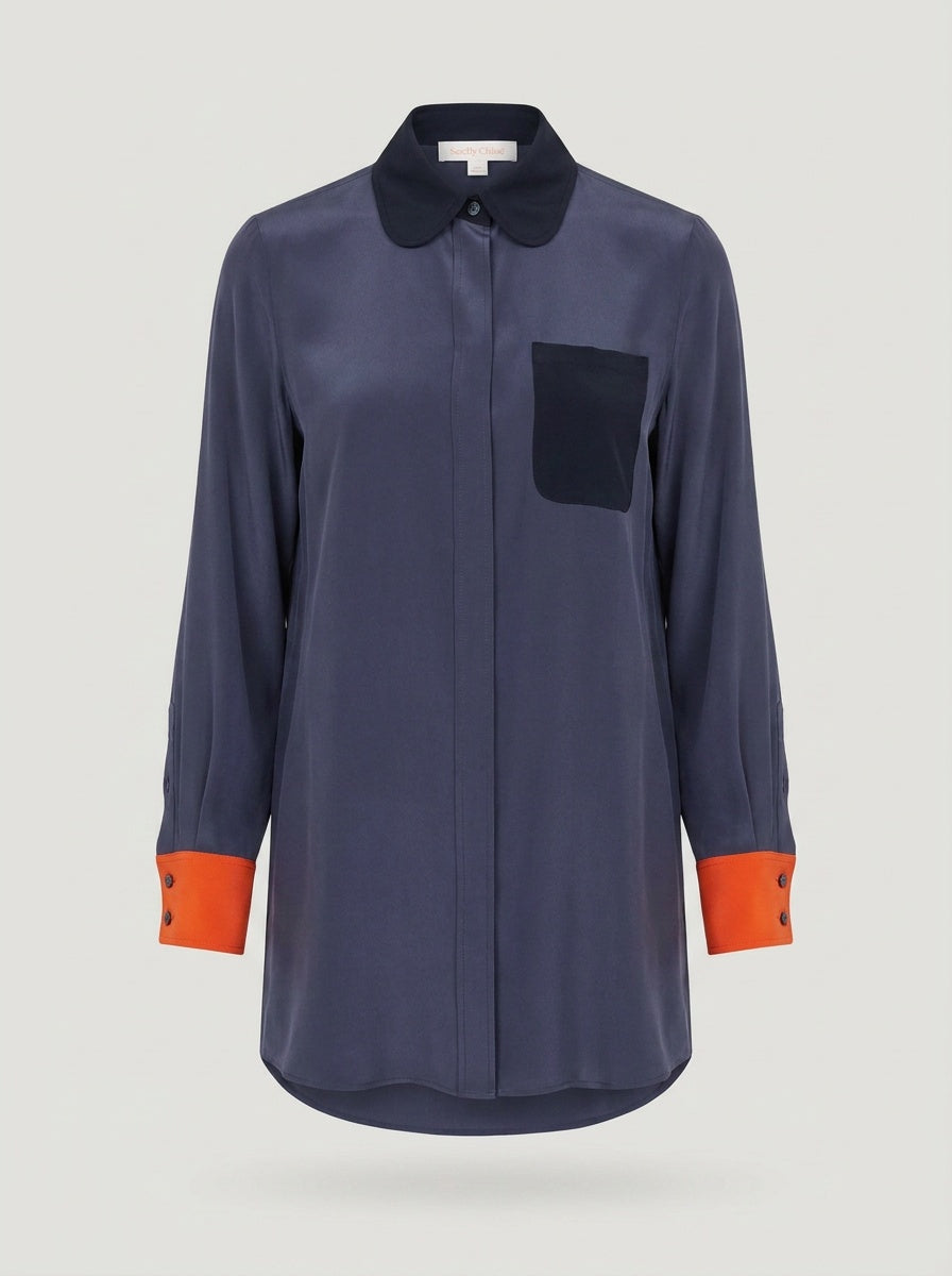 See By Chloé Longline Color-Block Silk Shirt - photo 1