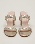 Stuart Weitzman Metallic Block-Heel Slide Sandal, Gold/Champagne, Size 5 - photo 1