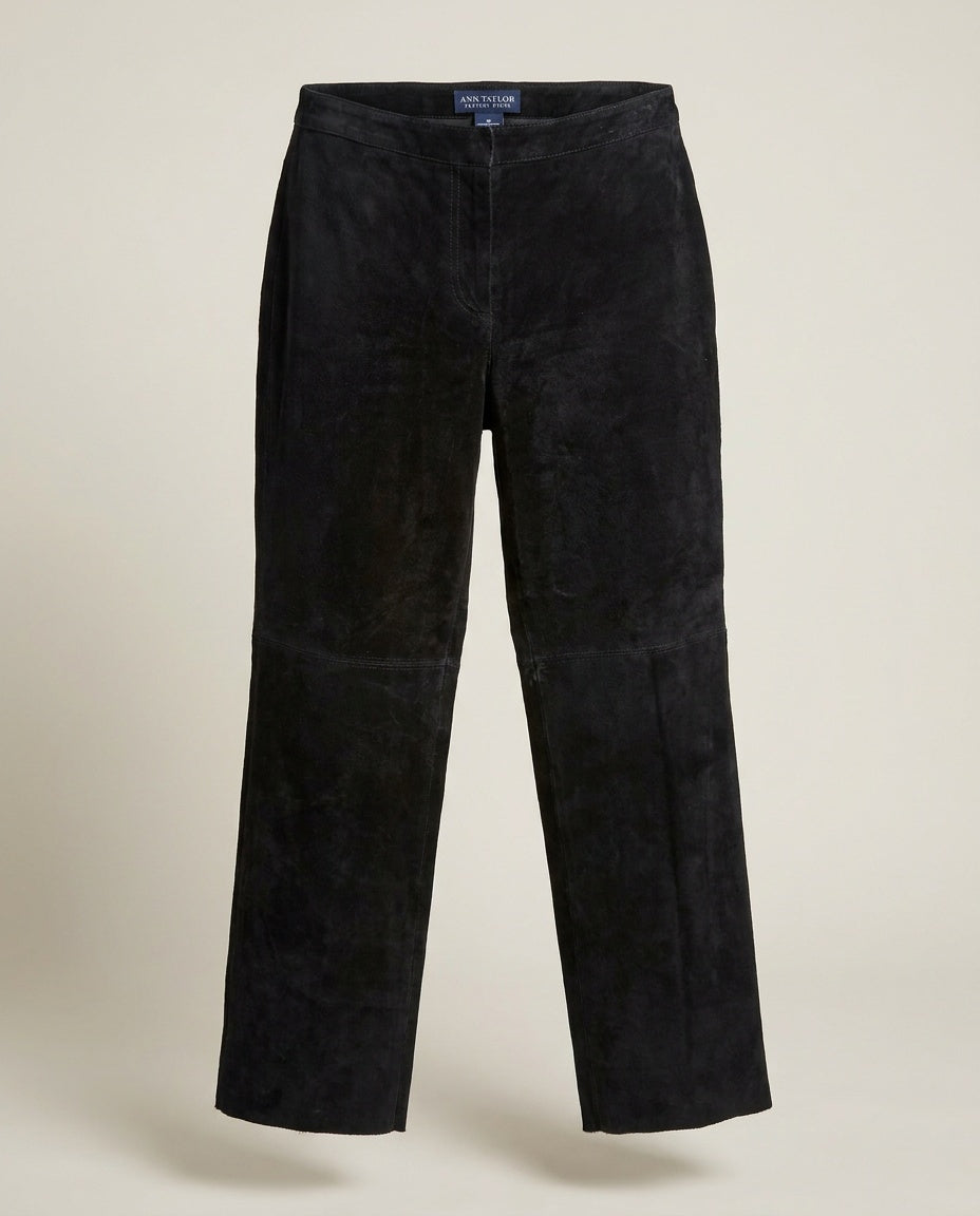 Ann Taylor Factory Store Black Suede Leather Trousers - photo 1