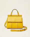 Tory Burch Mini Structured Top-Handle Crossbody Bag in Yellow with Black Edge Trim and Gold Hardware - photo 1