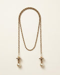 Mid-20th Century Faux Pearl Lariat Necklace with Coiled Wire Spring Pendants - photo 1