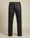 AMIRI Slim Straight Leather Trousers in Black, Size 46 - photo 1