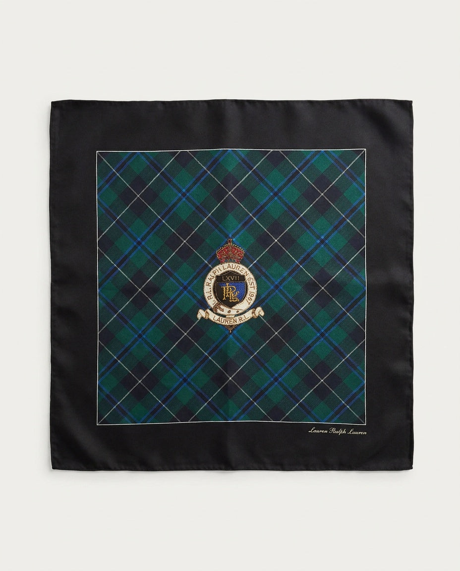 Lauren Ralph Lauren Silk Pocket Square with Tartan Heraldic Crest - photo 1