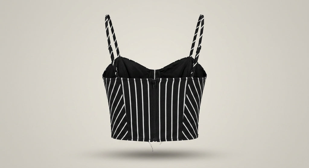 Gigi's Closette Structured Crop Camisole with Engineered Mitered Stripe - photo 1