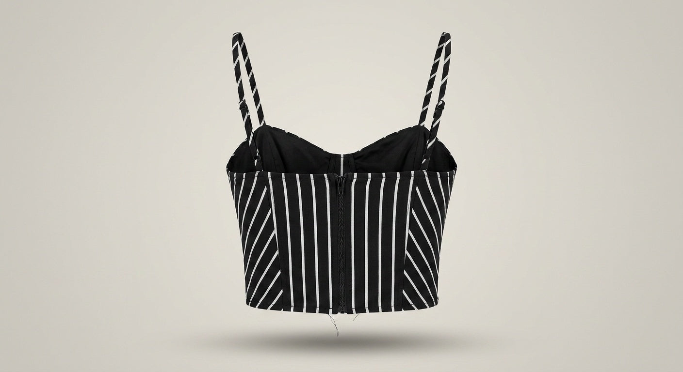 Gigi's Closette Structured Crop Camisole with Engineered Mitered Stripe - photo 1