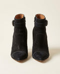 Elizabeth and James Black Suede Pointed-Toe Stiletto Ankle Bootie, 1980s - photo 1
