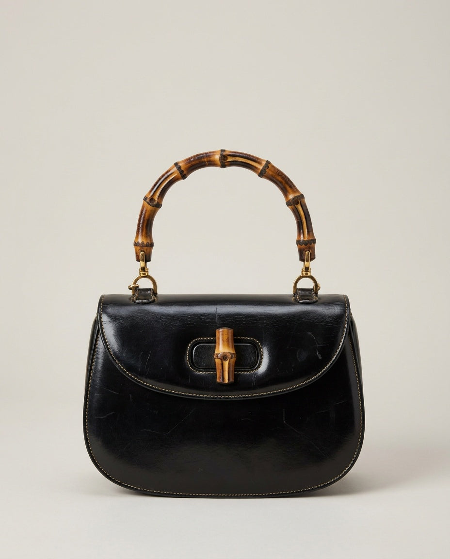 Meyers Mid-20th Century Black Coated Synthetic Top-Handle Handbag - photo 1