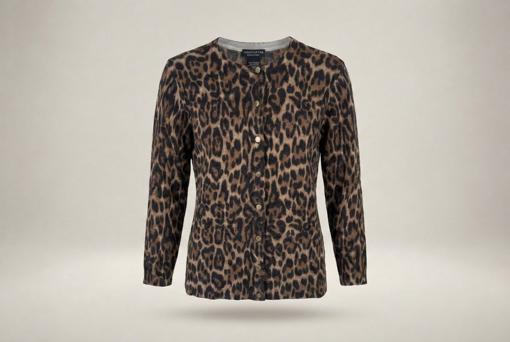 Doncaster Collection Leopard Print Cashmere Cardigan - photo 1