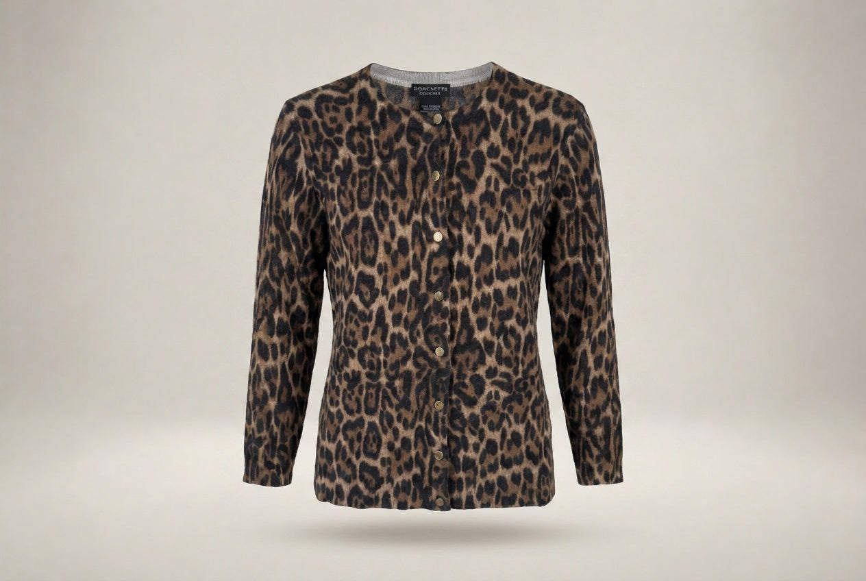 Doncaster Collection Leopard Print Cashmere Cardigan - photo 1