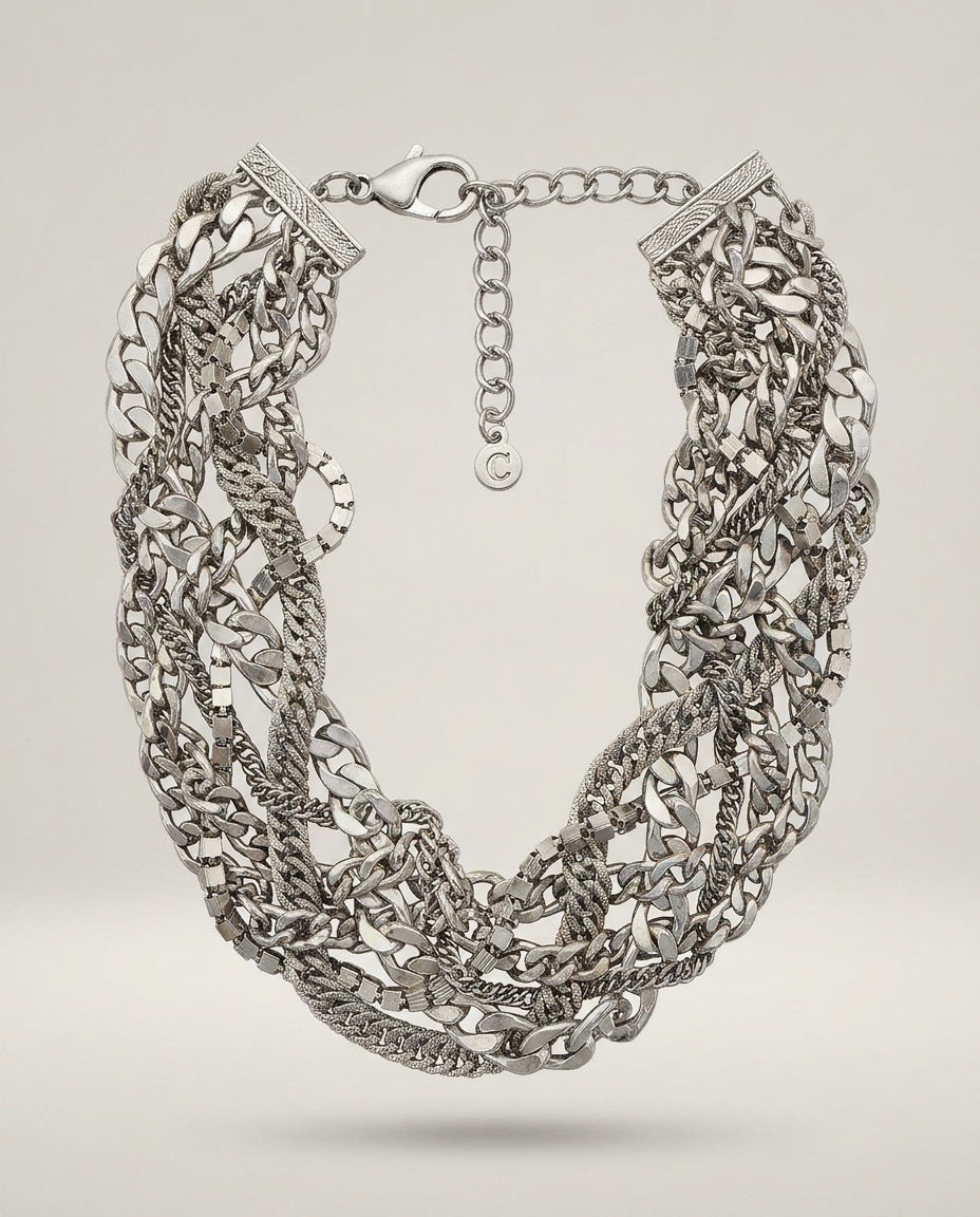 Multi-Strand Mixed Chain Collar Necklace - photo 1