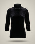 L'Agence Black Stretch Velvet Turtleneck Top - photo 1