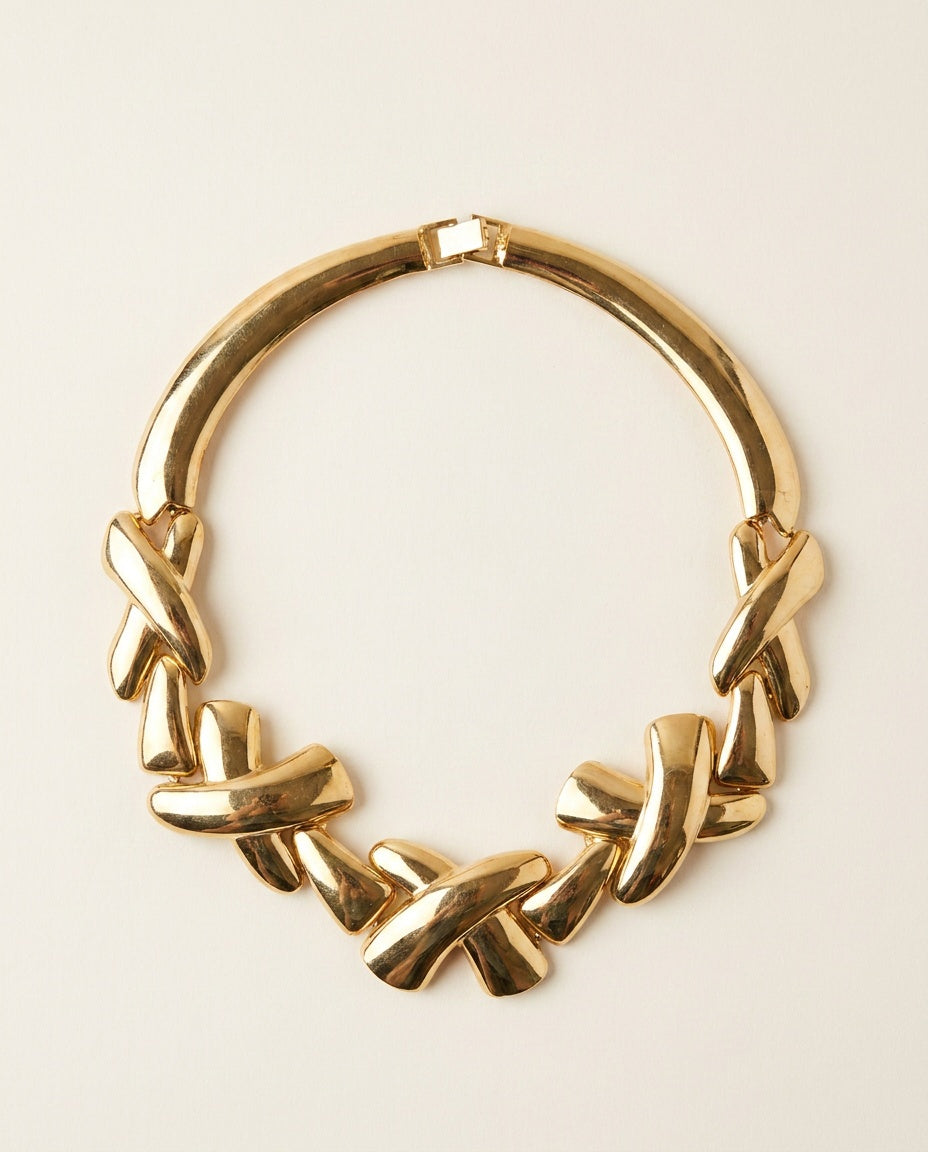 1980s Gold-Tone Statement Collar Necklace - photo 1