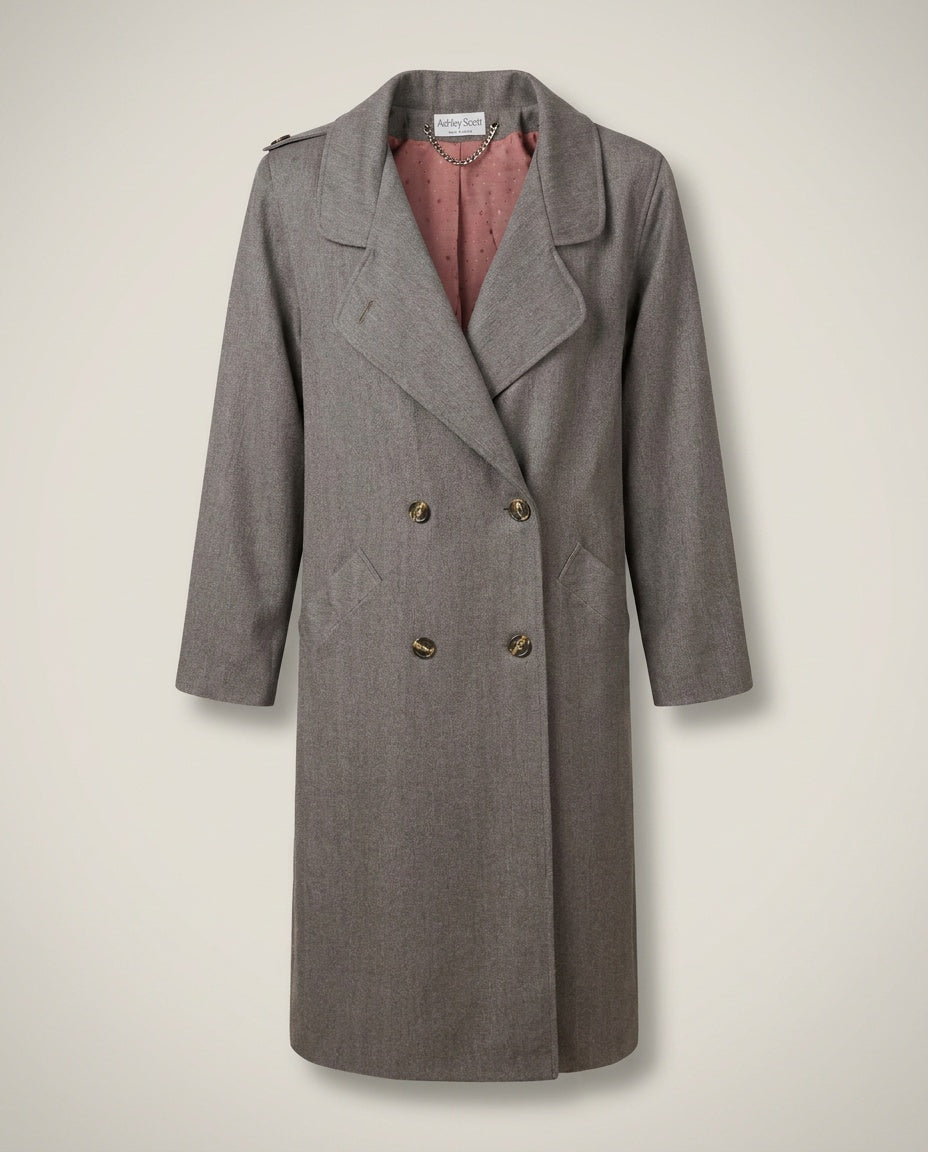 Ashley Scott Double-Breasted Wool Overcoat with Dusty Rose Jacquard Lining - photo 1