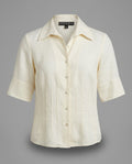Lafayette 148 New York Petite 100% Linen Short-Sleeve Button-Front Shirt - photo 1