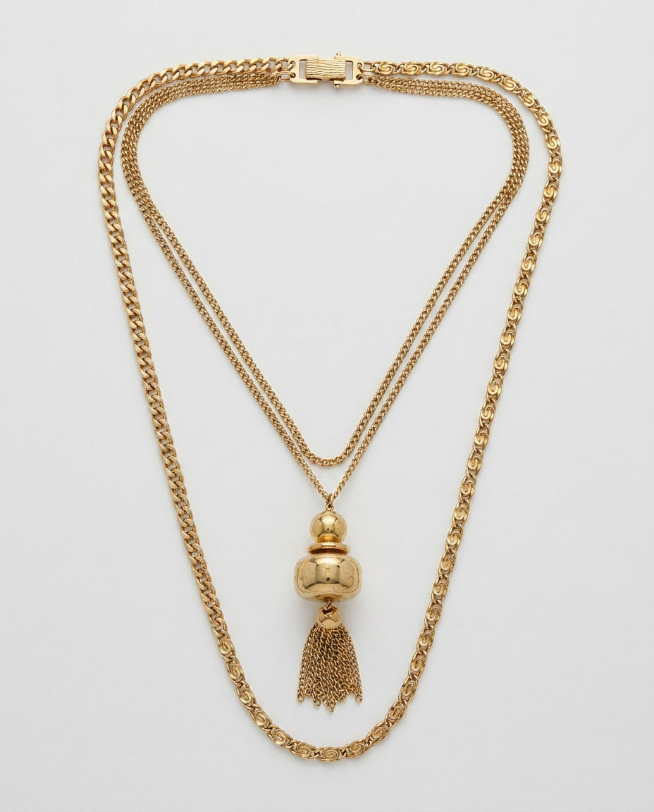 Vintage Gold-Tone Double-Strand Pendant Necklace Set - photo 1
