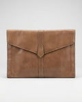 Schlesinger Brothers Tan Leather Envelope Clutch with Gold-Tone Hardware - photo 1
