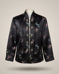 Chinese-Style Satin Jacket with Frog Closures and Floral Print - photo 1
