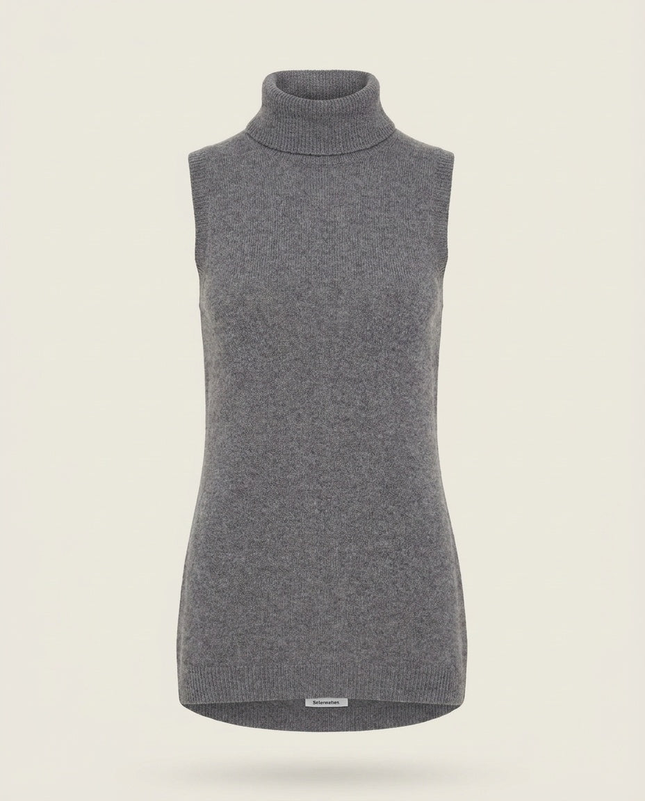 Reformation Sleeveless Turtleneck Knit Top in Heather Grey - photo 1