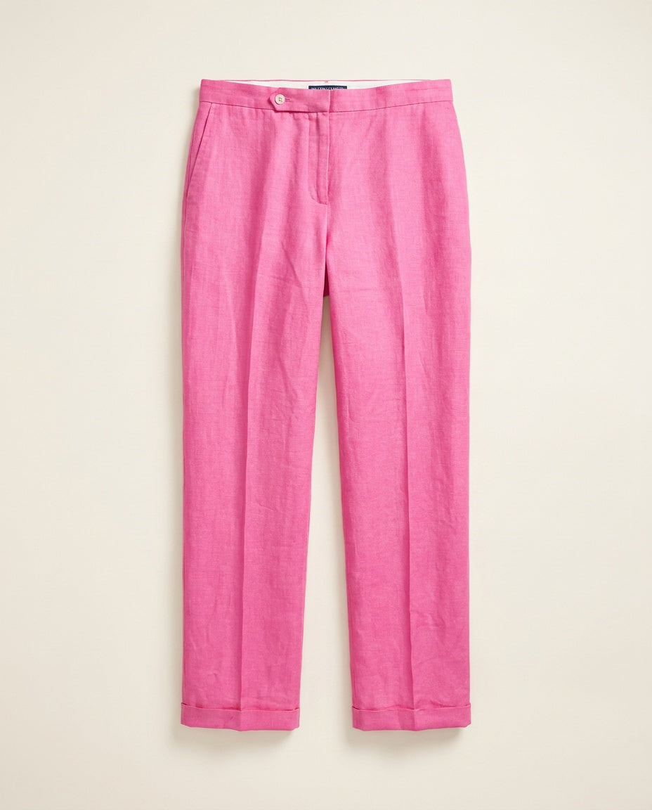 Ralph Lauren Sport Hot Pink Fuchsia Linen Straight-Leg Trousers - photo 1
