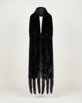 Black Fur Stole with Tassel Fringe Ends - photo 1
