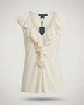 Ralph Lauren Cream Silk Ruffle-Trimmed Jersey Top - photo 1