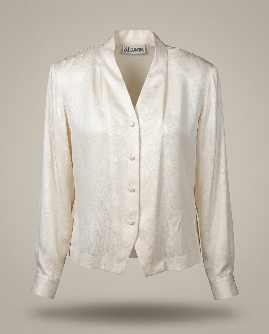 Alexandria 100% Silk Herringbone Wrap Blouse - photo 1