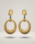 Mid-Century Gold-Tone Clip-On Drop Hoop Earrings (Pair) - photo 1