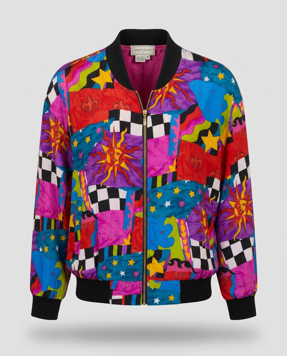 Spenser Jeremy 1990s Multicolor Silk Bomber Jacket - photo 1