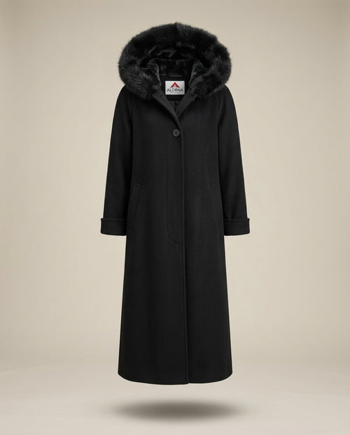 ALORNA Hooded Wool-Nylon Overcoat with Faux Fur Trim - photo 1