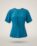 Soft Appeal Teal Silk Blouse with Back Button Closure and Peplum Waist - photo 1